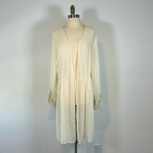 Vintage Valerie Steven’s Satin Lace Robe Pearl Color Size L